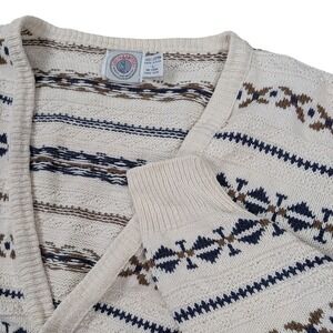 Vintage Cape Isle Knitters Button Up Sweater Size Large White Cotton 90s